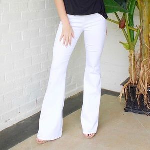 Bell Bottom White Jeans Size: 24